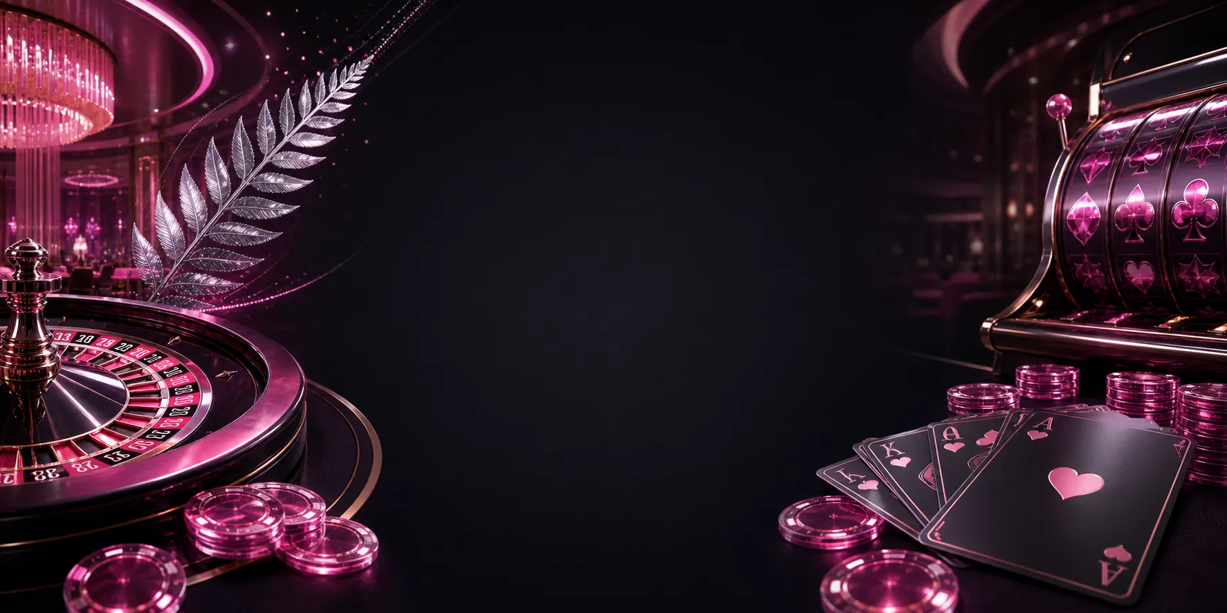 Magenta casino welcome scene with roulette, cards and slot reels